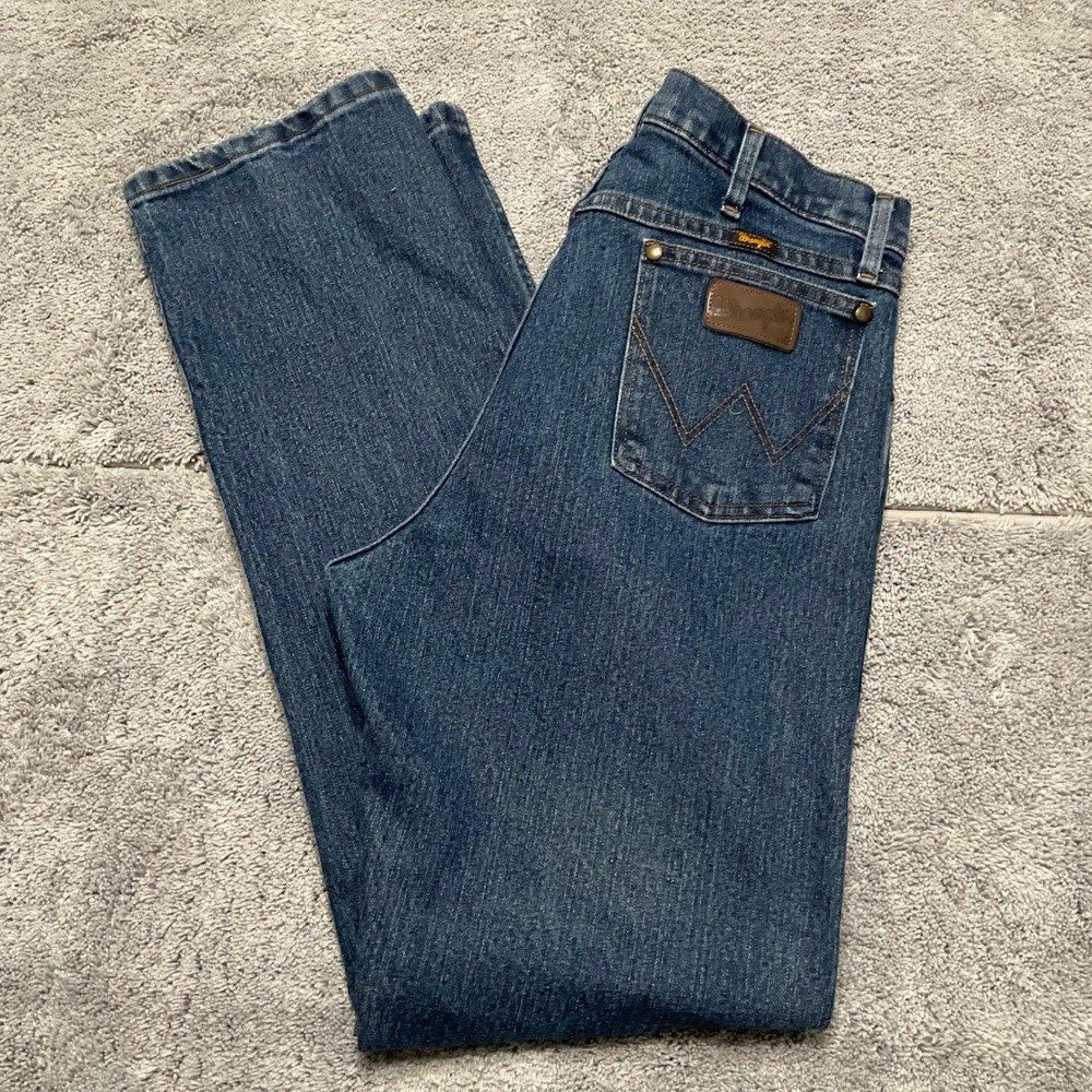 Wrangler Cowboy Bootcut Jeans Mens 35x34 Blue Denim 1047MACMS